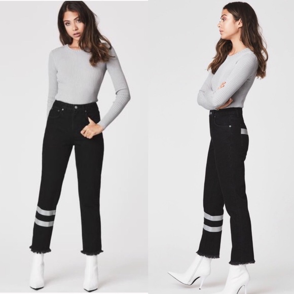 LF Denim - Carmar Black Juliet Reflective Striped Jeans